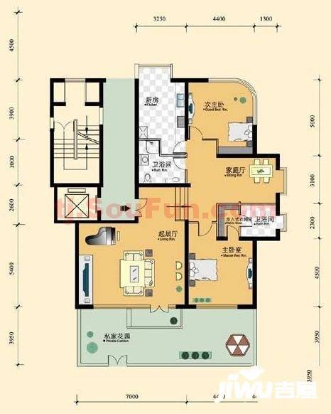 方正山海天2室2厅2卫174.3㎡户型图