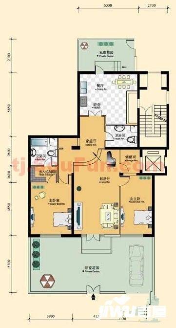 方正山海天2室3厅2卫150.4㎡户型图