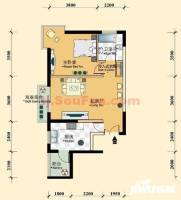 方正山海天1室1厅1卫71㎡户型图