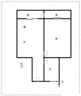 丁字沽十三段1室1厅1卫54㎡户型图