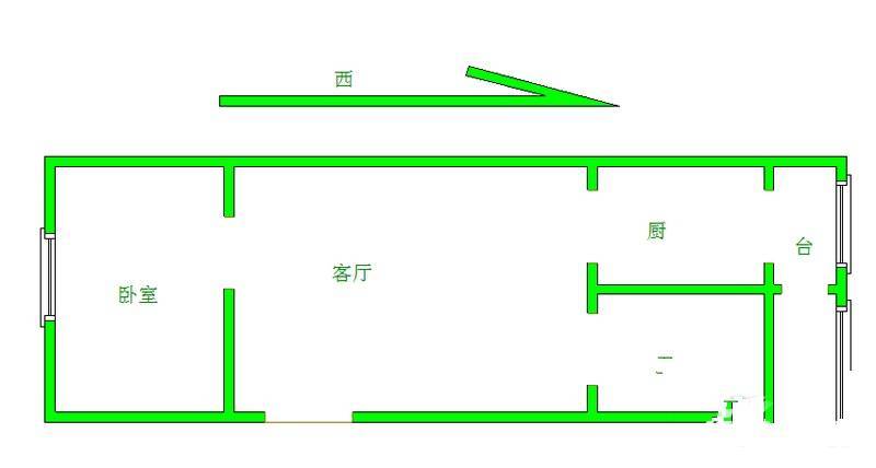 丁字沽十三段1室1厅1卫61㎡户型图