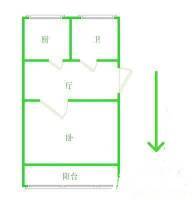 丁字沽八段1室1厅1卫43㎡户型图