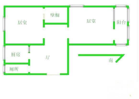 丁字沽十一段2室1厅1卫55㎡户型图