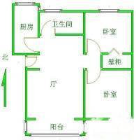 水竹花园三期2室1厅1卫109㎡户型图