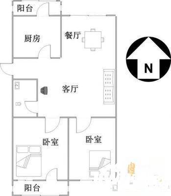 凯祥公寓2室1厅1卫130㎡户型图