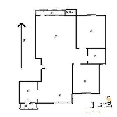 龙居花园2室1厅1卫85㎡户型图