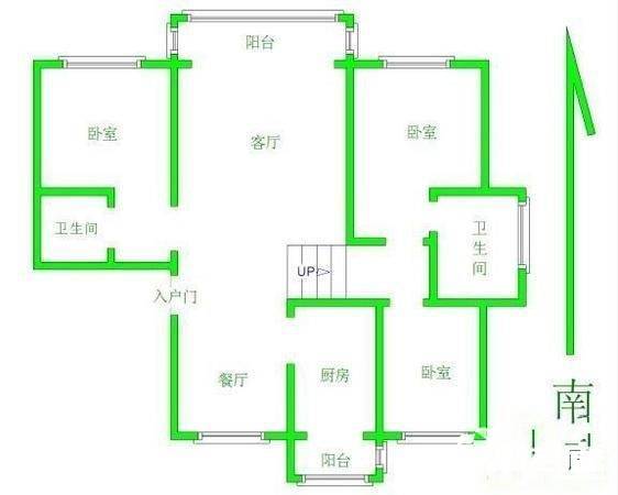 龙居花园3室2厅2卫120㎡户型图