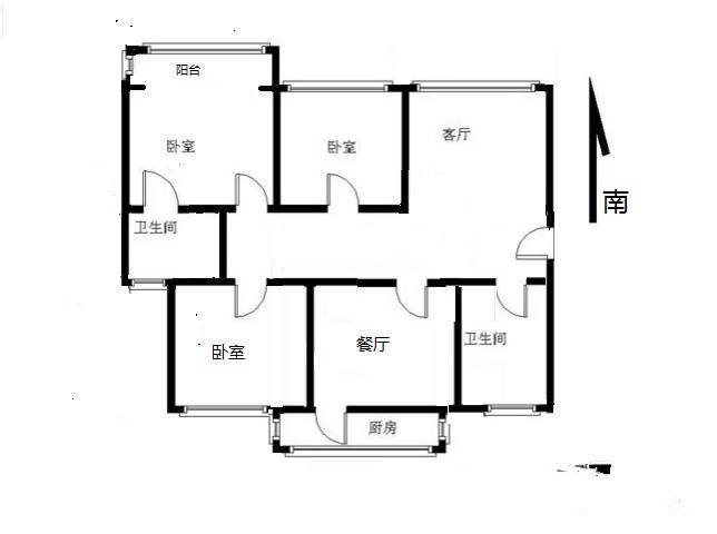 龙居花园3室2厅2卫127㎡户型图