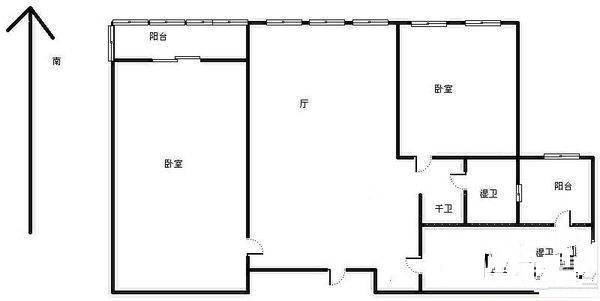 天房美域华庭2室2厅1卫96㎡户型图