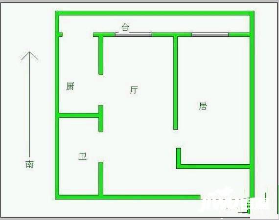 霞光里1室1厅1卫50㎡户型图