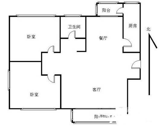 双港新家园新尚园2室1厅1卫96㎡户型图