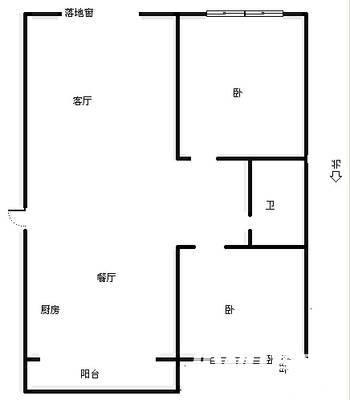 兴峰小区2室2厅1卫108㎡户型图