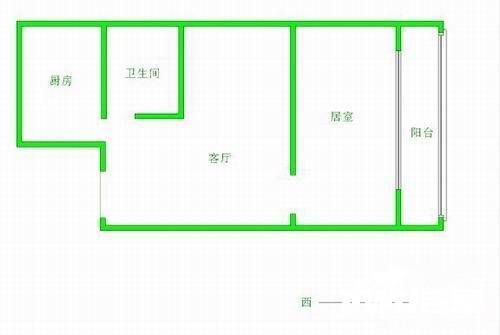 健美里1室1厅1卫35㎡户型图