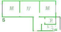 谊景村2室1厅1卫65㎡户型图