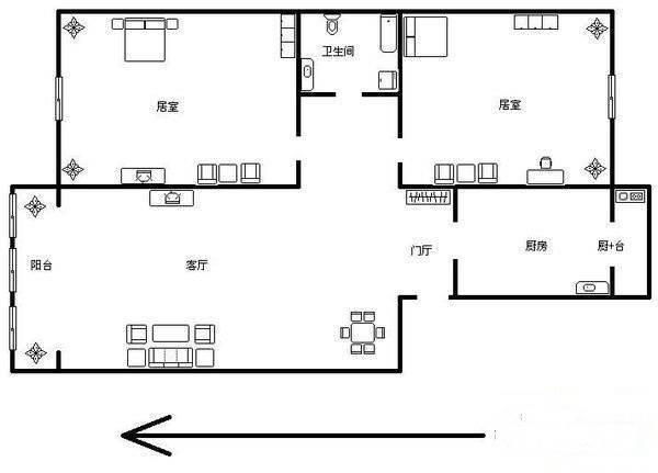 湘江道小区1室1厅1卫48㎡户型图