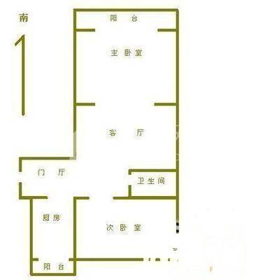 气象台路小区2室1厅1卫50㎡户型图