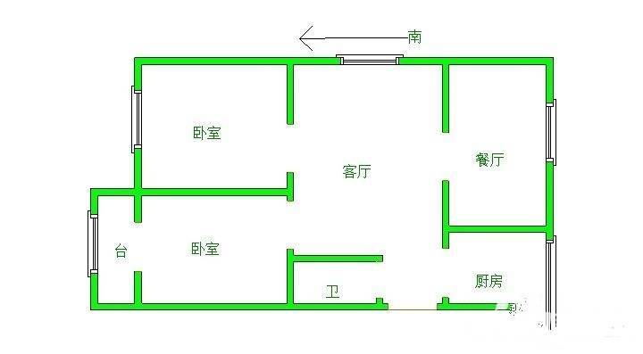 万隆花园小区2室2厅1卫92㎡户型图