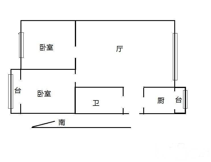 和盛温泉公寓2室1厅1卫113㎡户型图