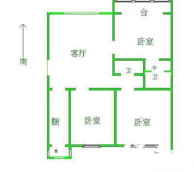 宙纬路3室1厅1卫80㎡户型图