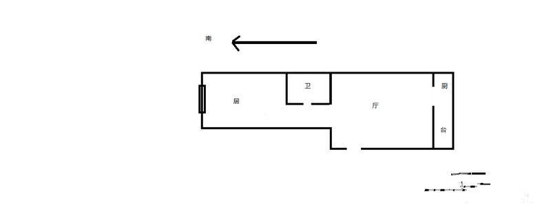 泉江里1室1厅1卫56㎡户型图