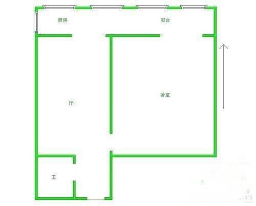 翠荫里1室1厅1卫58㎡户型图