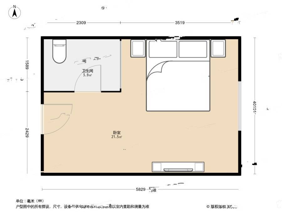 金泰新村1室0厅1卫37㎡户型图