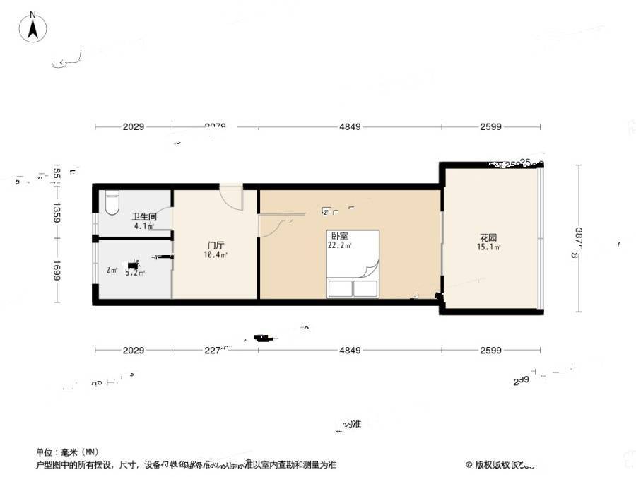 新津里1室0厅1卫36.8㎡户型图