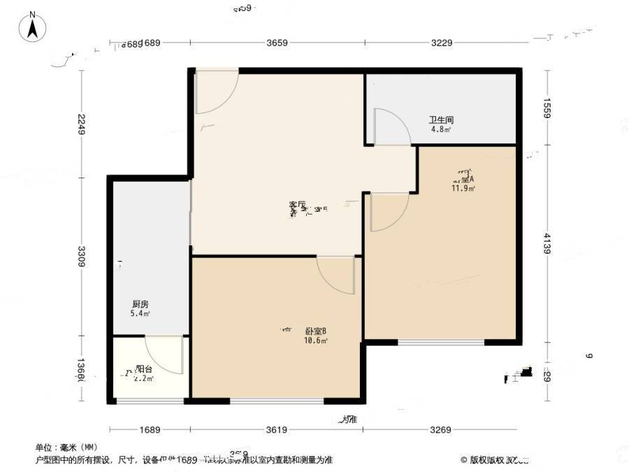 天津富力湾2室1厅1卫78㎡户型图