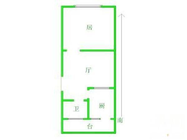 湘江道小区1室1厅1卫48㎡户型图