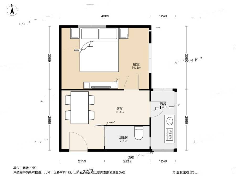 金昌里1室1厅1卫26㎡户型图