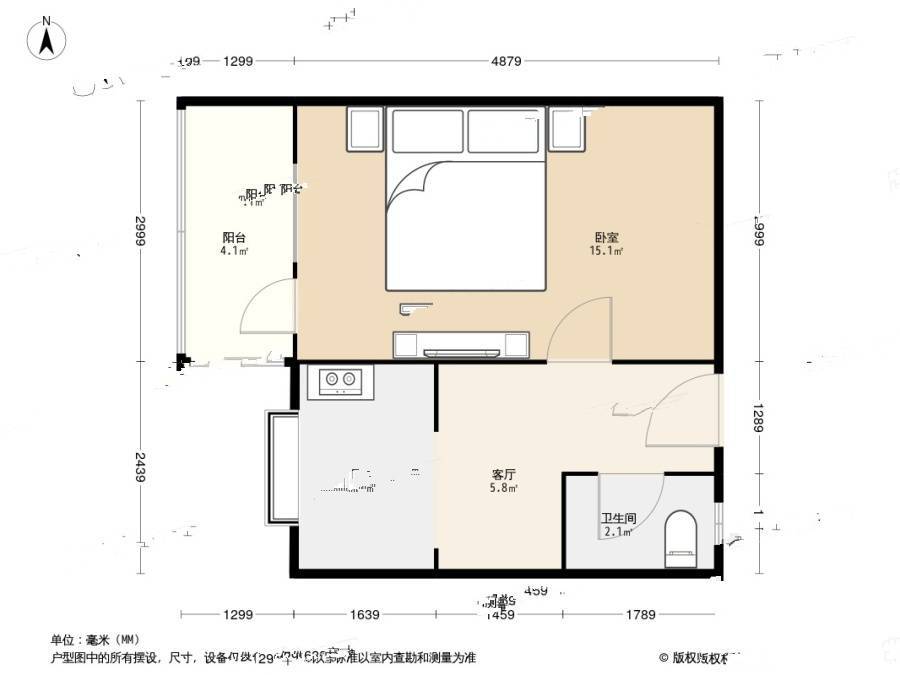 金昌里1室1厅1卫40.6㎡户型图