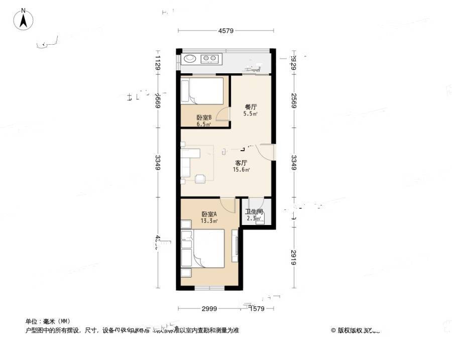 金堂南里2室2厅1卫66㎡户型图