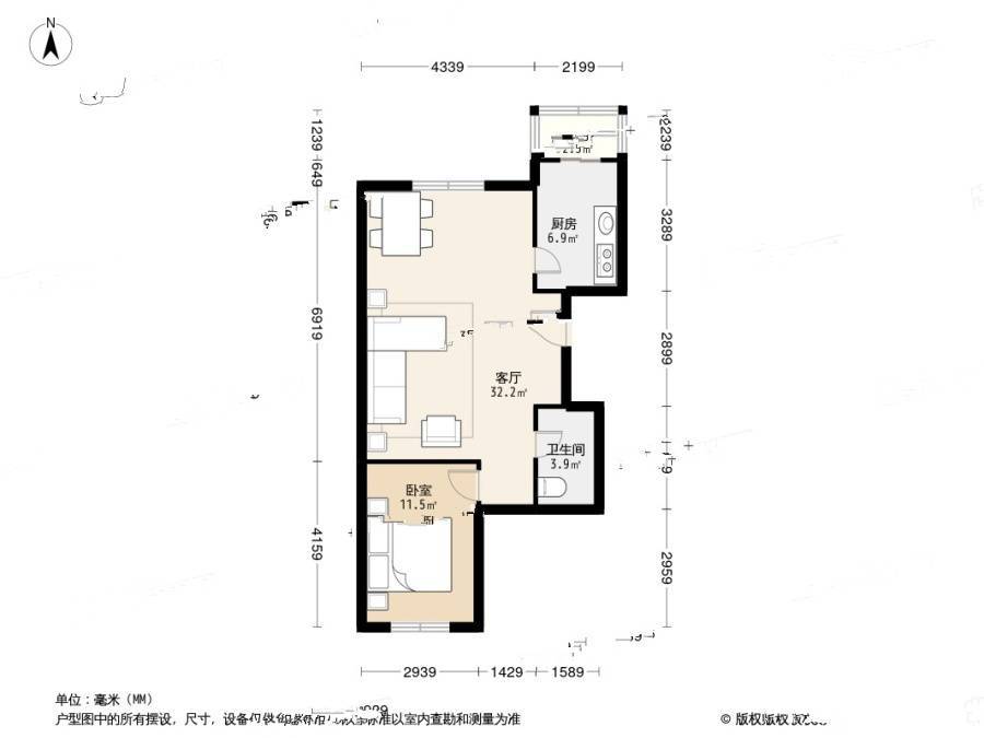 翠荫里1室1厅1卫78.5㎡户型图