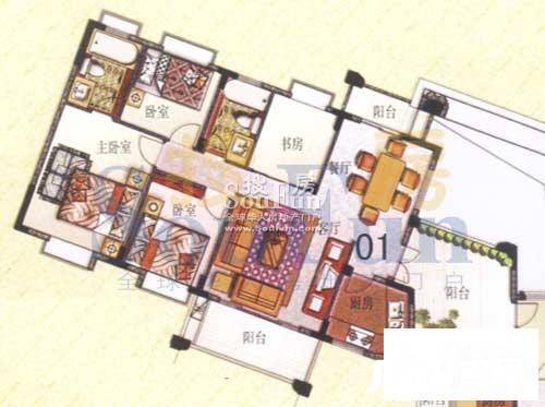 番禺奥园冠军城别墅3室2厅2卫138.8㎡户型图