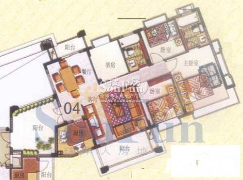 番禺奥园冠军城别墅3室2厅2卫138.8㎡户型图