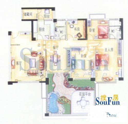 南沙碧桂园别墅5室2厅2卫195㎡户型图