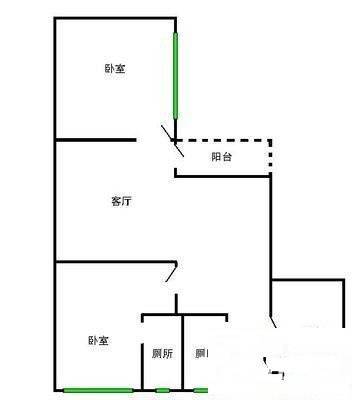 白水塘小区2室2厅2卫77㎡户型图