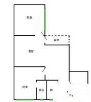 白水塘小区2室2厅2卫77㎡户型图