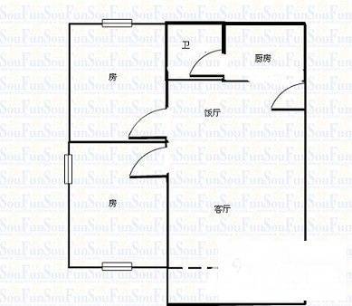 花都侨苑小区2室2厅1卫78㎡户型图