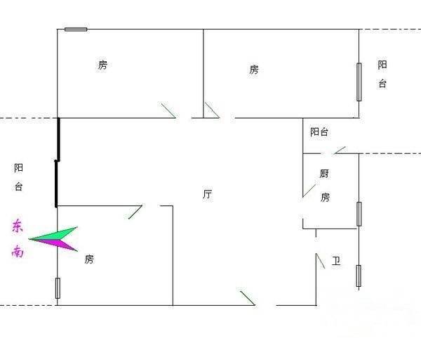 花都侨苑小区3室1厅1卫79㎡户型图