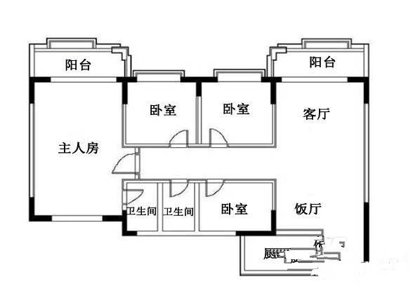 洛涛居南区4室2厅2卫122㎡户型图