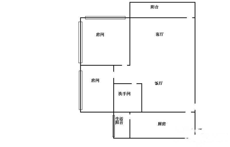 白兰花园2室1厅1卫72㎡户型图