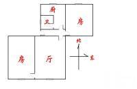 海珠沙园社区2室1厅1卫62㎡户型图