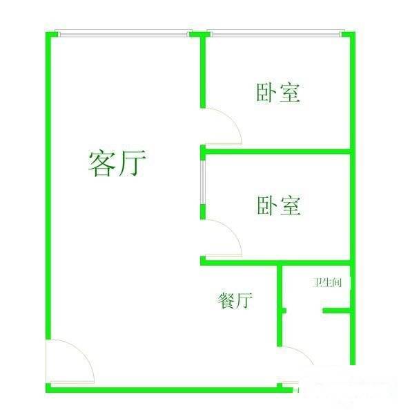 海珠沙园社区2室2厅1卫70㎡户型图