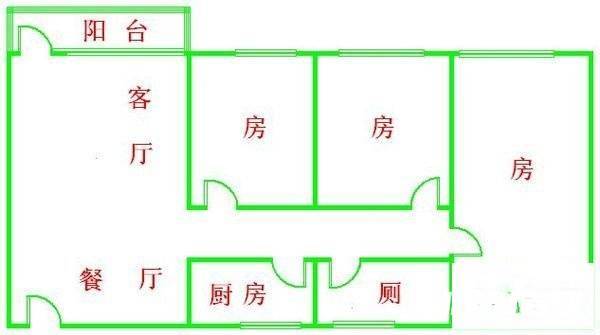 海珠沙园社区3室2厅1卫105㎡户型图