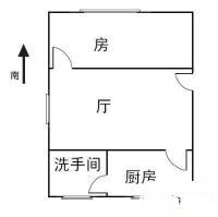 海珠沙园社区1室1厅1卫34㎡户型图