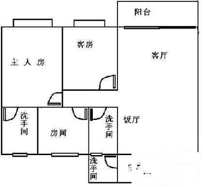 祈福新村C区3室2厅2卫85㎡户型图