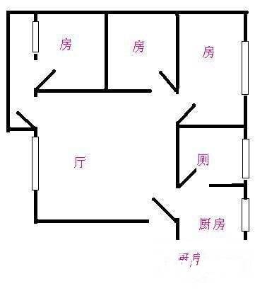 机场路小区3室1厅1卫98㎡户型图