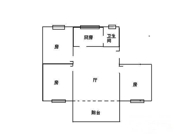 赤岗丽景花园3室1厅1卫86㎡户型图
