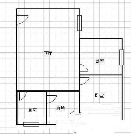 客村花苑2室2厅1卫67㎡户型图